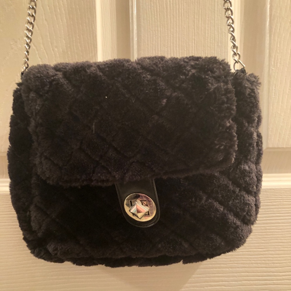 black furry Claire’s crossbody
